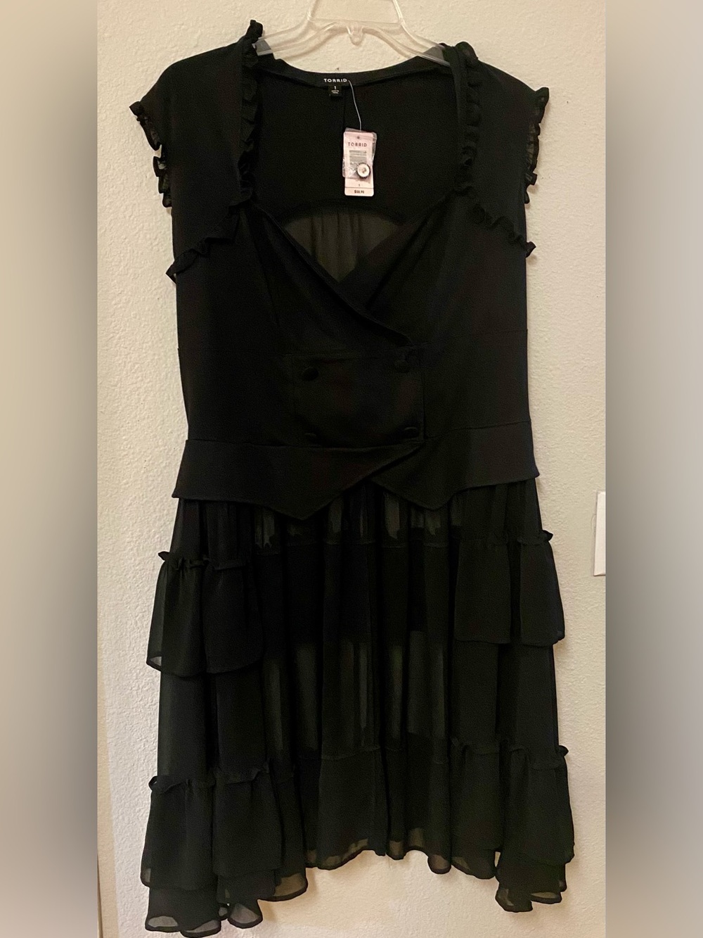 Torrid Vintage Chiffon Tunic Vest Mini Dress With Lace Up Back - Size 1X - NWT!